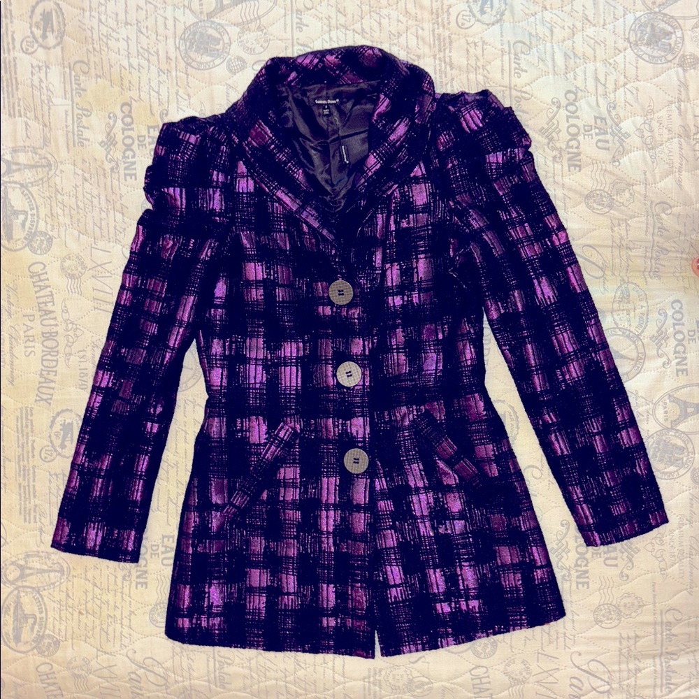 Samuel Dong Women's Purple Plaid Jacket